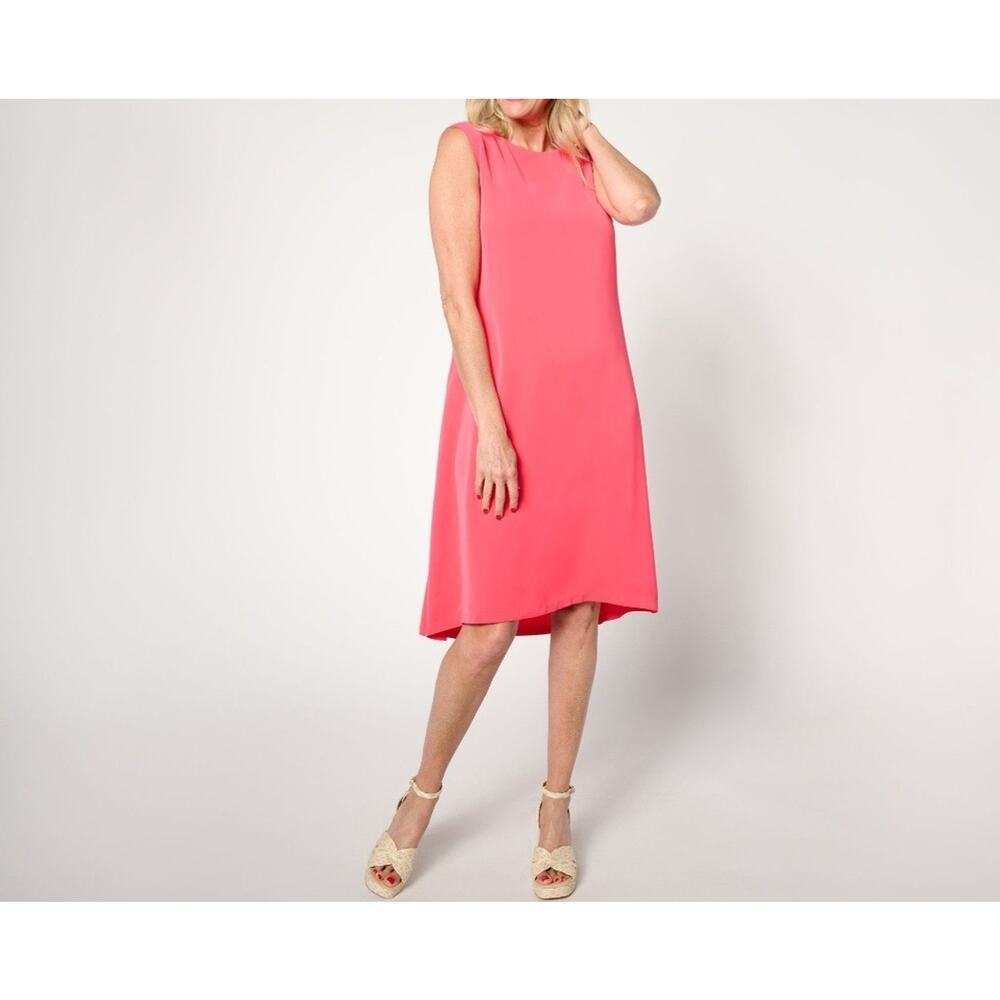 Nicole Miller XL Paradise Pink A-Line Midi Sleeveless Dress Lined A653420 NWOT